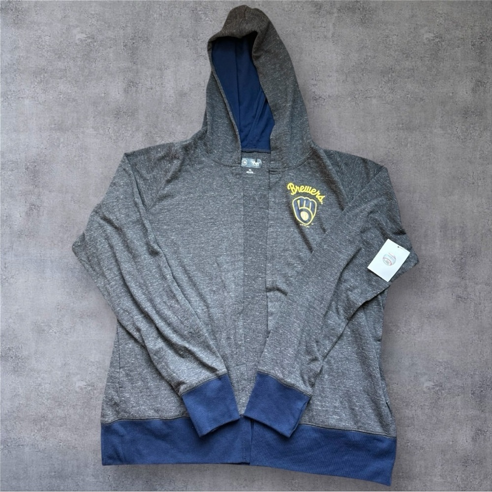 Women's XL Milwaukee Brewers Chalk Talk Tri-Blend Hoodie Cardigan NWT
